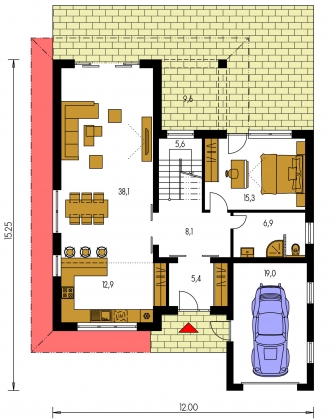 Image miroir | Plan de sol du rez-de-chaussée - TREND 287